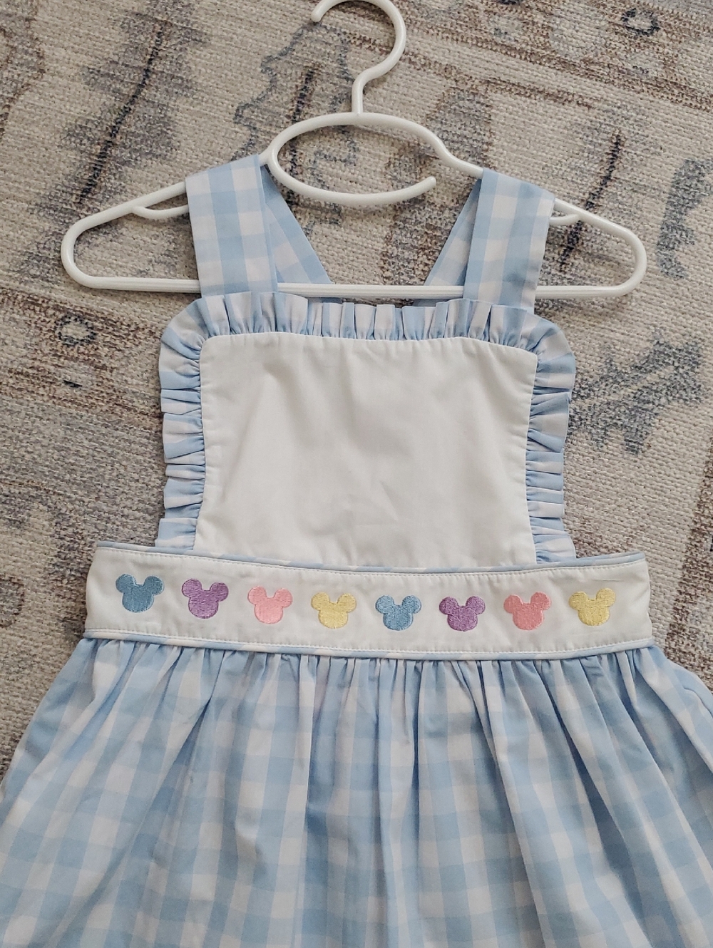 Stitchy Fish Girls Blue Gingham Embroidered Disney Mouse Dress Sz4T - Picture 3 of 10